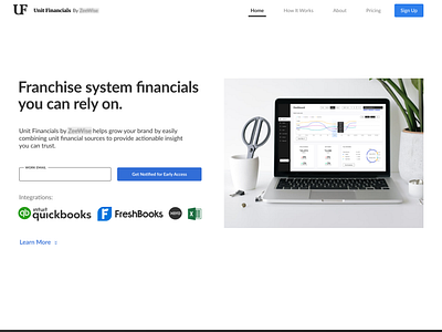 Financial Reporting Tool Landing Page