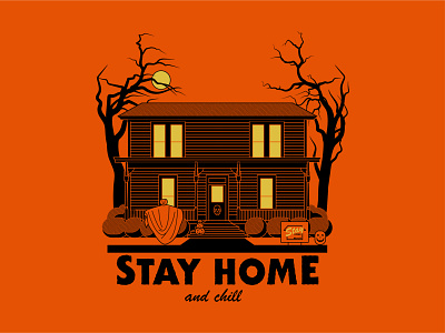 STAY HOME covid19 flat halloween handdrawn haunted house horror art horror movie illustration retro scary stay safe stayhome typography vector