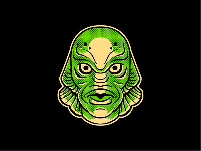 CREATURE FROM THE BLACK LAGOON creature creature from the black lagoon flat gill man halloween handdrawn horror art icon illustration illustrator monster retro vector vector portrait