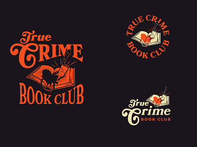 True Crime Book Club Icon design 70s book brand identity branding customtype flat hand lettering horror art illustration knife procreate retro retro type ui