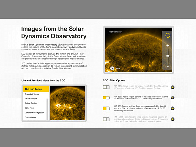 Solar Dynamics Observatory UI nasa science sdo touchscreen