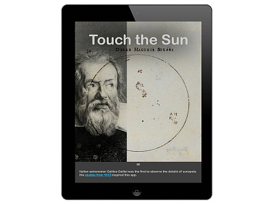 Touch The Sun Science Exploration: Galileo Screen education galileo nasa sdo space tablet