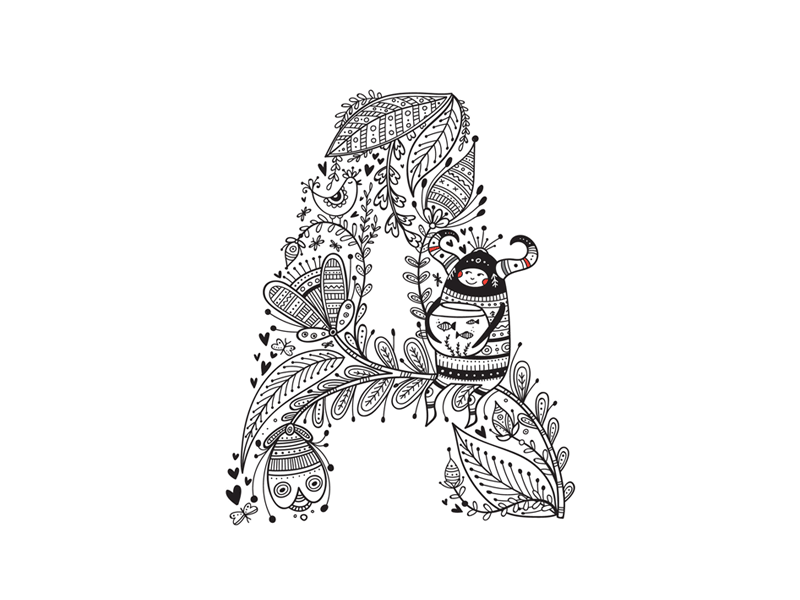 Buu & Luu Alphabet abc alphabet boho book buuluu childrens coloring cute design doodle doodleart illustration kidlitart kids letter outline type typography vector zentangle