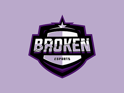 Broken Esports badge branding broken broken logo design esports esports logo esportslogo illustration logo purple shield shield logo