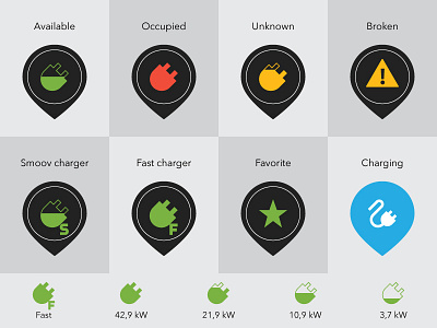 E-charger icon design car charger icons pin