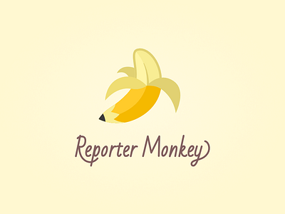 Reporter Monkey Logo banana logo monkey pencil