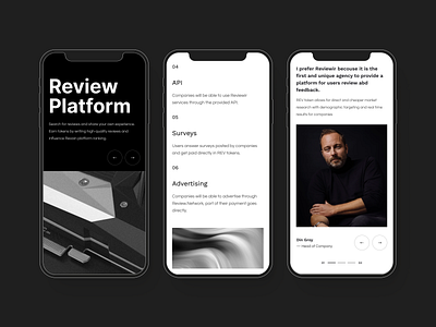 Review Platform - Responsive black design review ui white