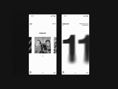 Calendar - Mobile app black calendar calendar app dark days design mobile mobile app mobile design months numbers ui white