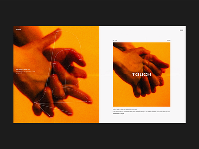 Touch black color design hands lines orange photo ui white words