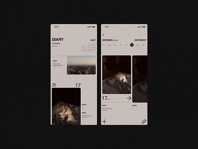 Diary app black color dark design ui white