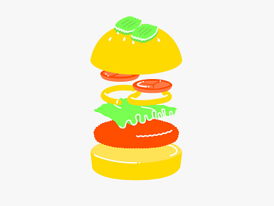 Build your Burger app beef bun burger illustration lettuce mustard pickles webdesign