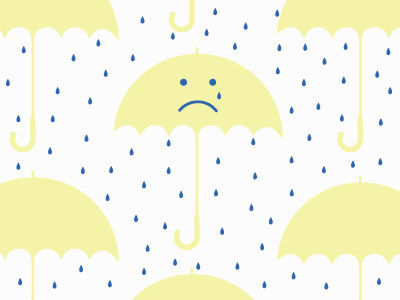 Sad Umbrella Ella blue icon illustration pastel pattern rain raindrop rainyday sadface tear umbrella yellow