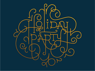 Holiday Party gold holiday lettering typography vector wip