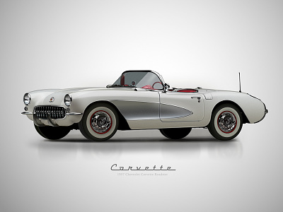 1957 Chevy Corvette Roadster Vector Drawing