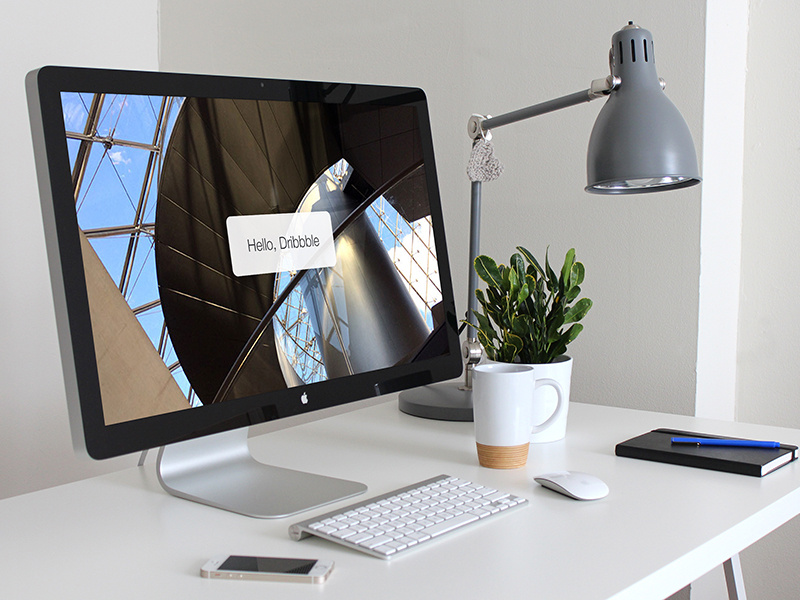 Thunderbolt Workstation Mockup thunderbolt apple iphone ipad designer workstation desk home office office studio 2014