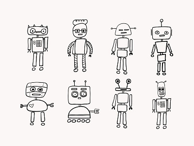 Doodle Bot Creation Kit bots cartoon doodle funny illustration robots silly vector