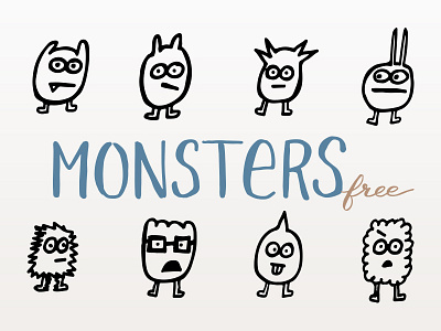 Monster Doodles characters cute drawing hand drawn illustration illustrator monsters vector