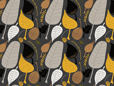 Autumnal Grace autumn doodle fall illustration illustrator leaves pattern surface design