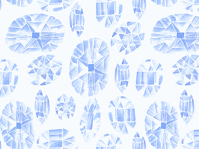 Watercolor Gem Pattern blue gems gemstone pattern pattern design surface design surface pattern watercolor