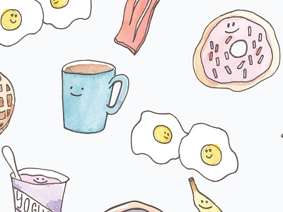 Watercolor Breakfast Pattern