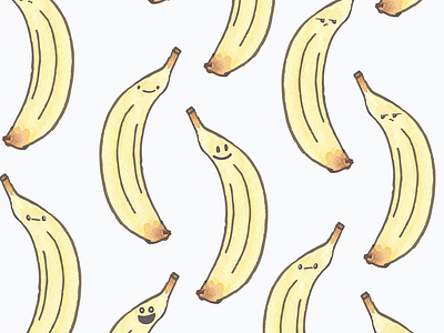 Watercolor Kawaii banana pattern banana food pattern pattern design repeat surface design surface pattern design