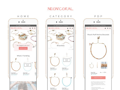 Neon Coral mobile ecommerce ecommerce mobile retail ui design