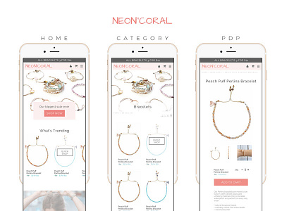 Neon Coral mobile ecommerce