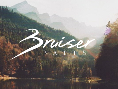 Bruiser Baits bait fish fishing logo logo type logotype script