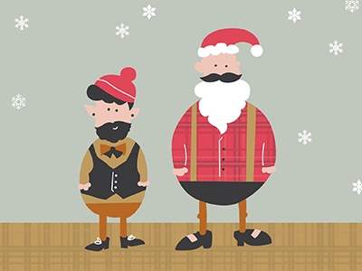 Happy Holidays! characters christmas elf hipster holiday illustration santa