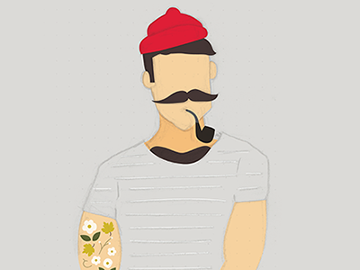 Neptune hat illustration man mustache pipe tattoo