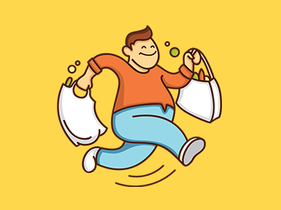 Greedy app icon character fat guy greedy grocery joy logo logomachine run shopping
