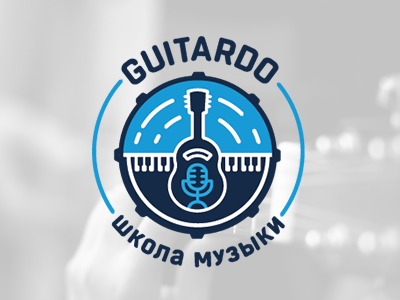 Guitardo drums guitar logo microphone music music school piano