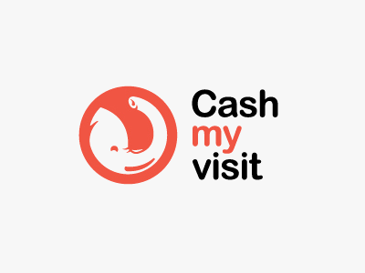 Cash my Visit animal logo callback elephant logo logomachine orange round
