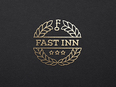 Fast Inn emblem gold hotel hotel logo key logo logomachine logotype stars wreath