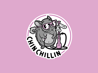 Chin Chillin awesome chinchilla glasses grey hookah logo logomachine pink smoke