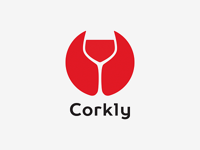 Corkly app application design glass idea logo logo design logomachine logotype red wine winery