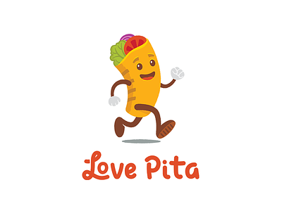 Love Pita character creerful doner kbab fast food food fun joy logo logomachine pita tasty tomato