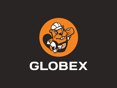 Globex beaver brand identity branding building company character construction illustration logo logomachine logotype orange
