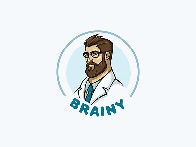 Brainy beard brand identity branding character glasses logo logomachine logotype science