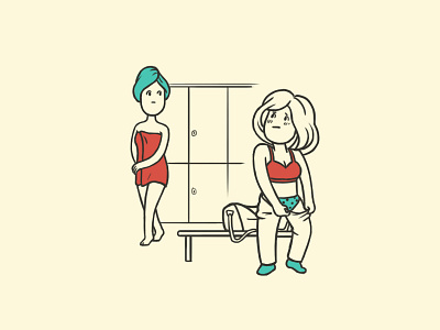 Awkwardness awkward brand identity branding character dressing room fitness girls illustration logo logomachine training