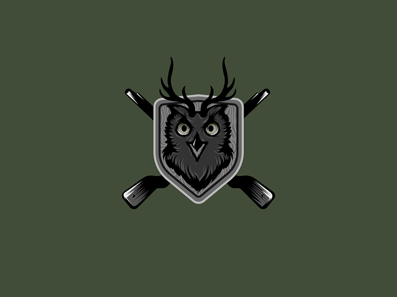 Mythical Beast brand identity branding coat of arms gun horns logo logomachine logotype owl