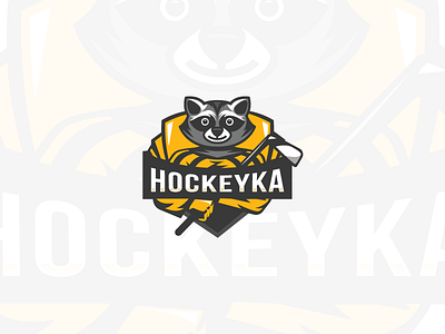 Hockeyka brand identity branding hockey illustration logo logo design logomachine logos logotype raccoon vector