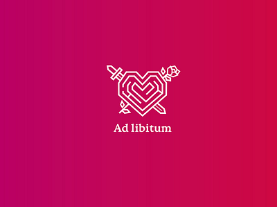 Ad Libitum brand brandidentity branding cinema film heart identity logo logotype pink rose sword