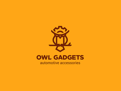 Owl Gadgets animal brand brandidentity branding bright brown identity logo logotype mascot nature owl
