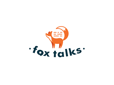 Fox Talks animal blue brand brandidentity branding club fox identity logo logotype orange white