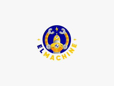 El Machine apps brand branding develop identity logo logotype machine robot silver yellow