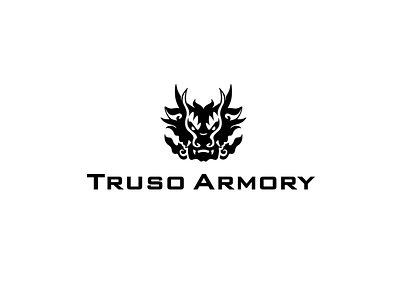 Truso Armory armory black brand branding chinese dragon gun identity logo logotype unicorn white