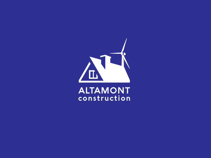 Altamont Construction blue simple line wind home house identity branding brand logotype logo