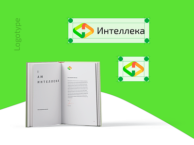 Intelleca brand branding development font fresh green identity logo logotype orange sign staff