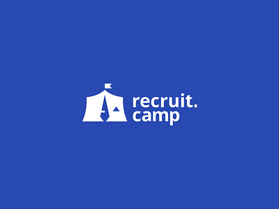 Recruit Camp blue brand brandidentity business camp identity logo logos logotype minimalist recruit white